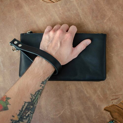 фото Сумка барсетка lewski, фактура гладкая, черный