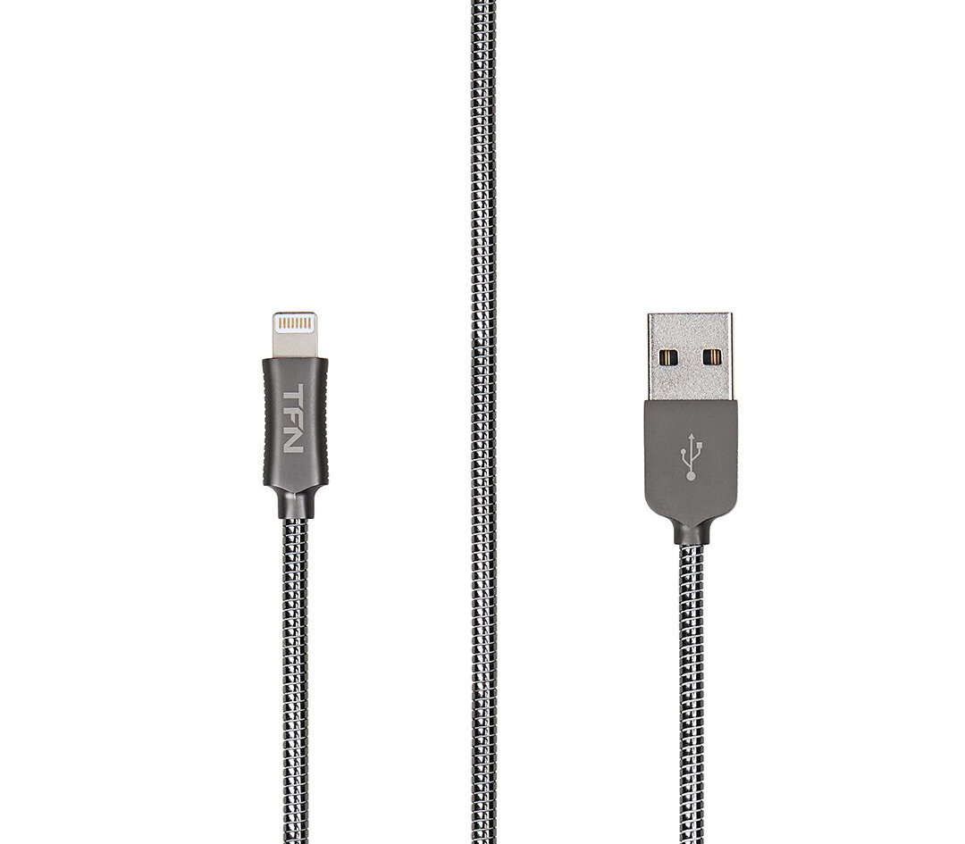 Кабель TFN Steel, USB-A / Lightning, 2.4А, 1 м, сталь