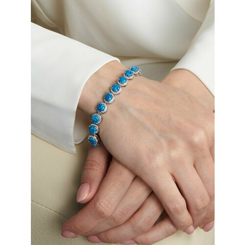 фото Браслет, опал, размер 18 см, синий, серебряный bijuton