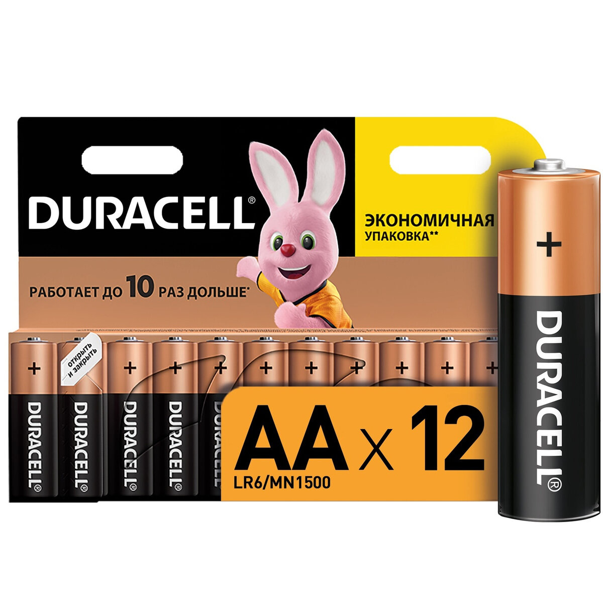 Батарейка Duracell AA, в упаковке: 12 шт.