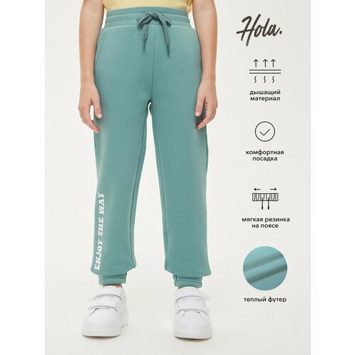 фото Брюки hola, размер 140, зеленый