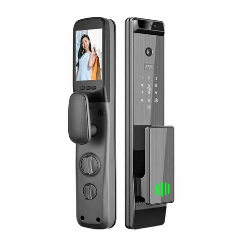 Умный автоматический дверной замок с Wi-Fi, приложением Smart Life (Tyua), 3D камерой, отпечатком пальца, картой и паролем