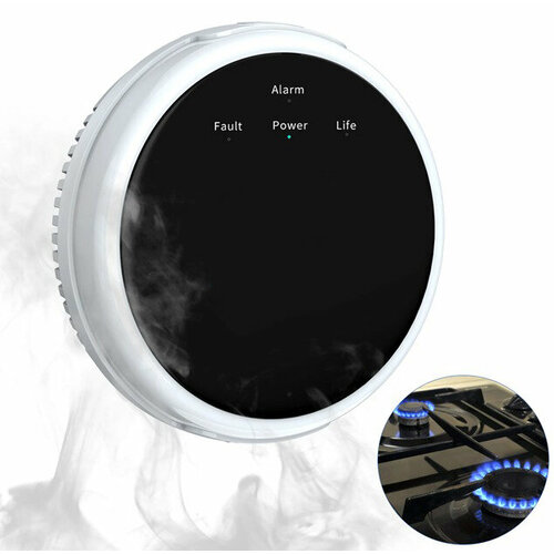 Датчик утечки газа беспроводной самостоятельный и для GSM сигнализаций, сигнализатор газовый, датчик контроля в квартире, для дома белый