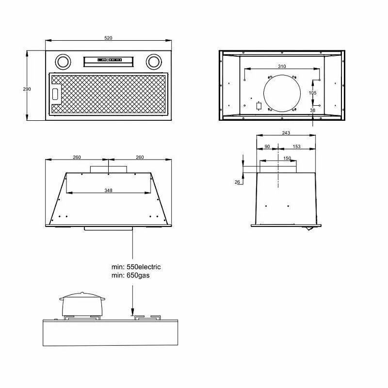 Встраиваемая вытяжка KORTING KHI 6755 X, официальная гарантия — фото 1