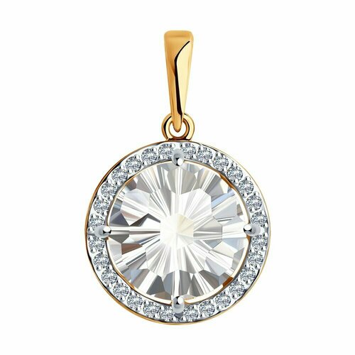 фото Подвеска diamant online, золото, 585 проба, фианит, горный хрусталь