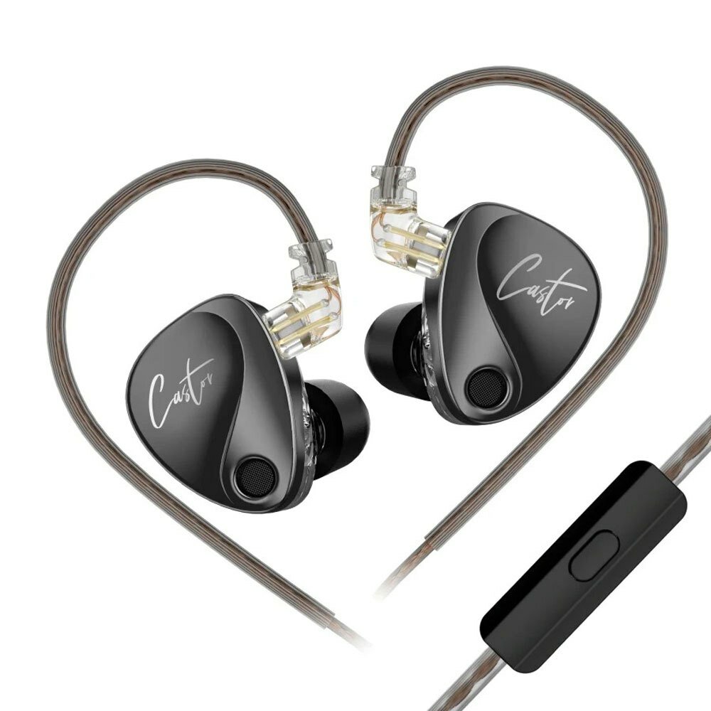 KZ Acoustics Castor Bass Harman Target с микрофоном, черный, наушники проводные