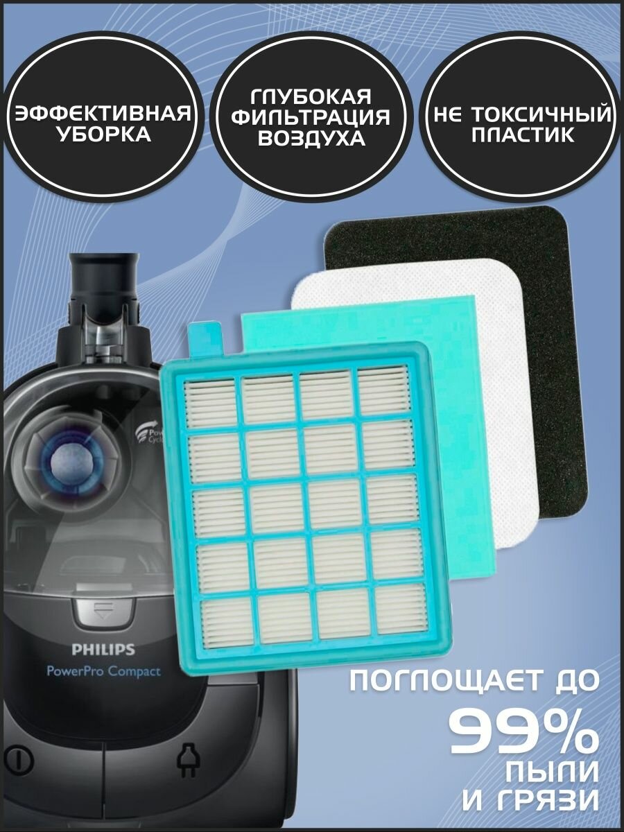 HEPA фильтр для пылесоса Philips (Филипс) 140х100х30 FC8470, FC8477, FC8472 43220093801