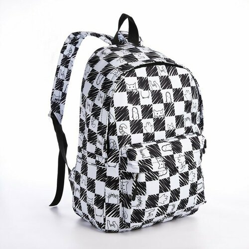 Рюкзак школьный из текстиля на молнии, 4 кармана, цвет чeрный