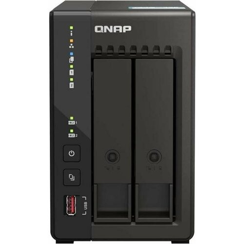 SMB QNAP TS-253E-8G NAS, 2-tray w/o HDD. 2xHDMI-port. 4-core Celeron J6412 2-2.6 GHz, 8GB DDR, 2x2.5Gb LAN, 2 x M.2 2280 PCIe Gen 3 x2, 2x USB 3.2 Ge qnap qxg 2g2t i225 2 port 2 5 gbe network expansion card controller i225 lm pcie gen2 x2 3 x brackets included full height low profile and speci