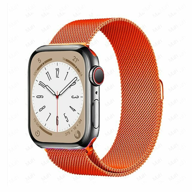 Ремешок миланcкий из нержавеющей стали Milanese Loop для Apple Watch 42/44/45/49 мм, на магните, оранжевый (19)