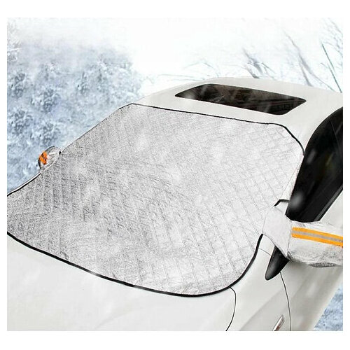 Защитная накидка на лобовое стекло автомобиля 140х110см с чехлами для боковых зеркал 839₽