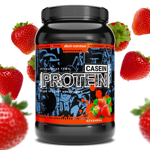 Протеин aTech Nutrition Casein Protein 100%, 924 гр., клубника протеин atech nutrition casein protein 100% 924 гр клубника