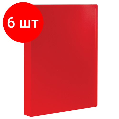 Комплект 6 шт, Папка 60 вкладышей STAFF, красная, 0.5 мм, 225706