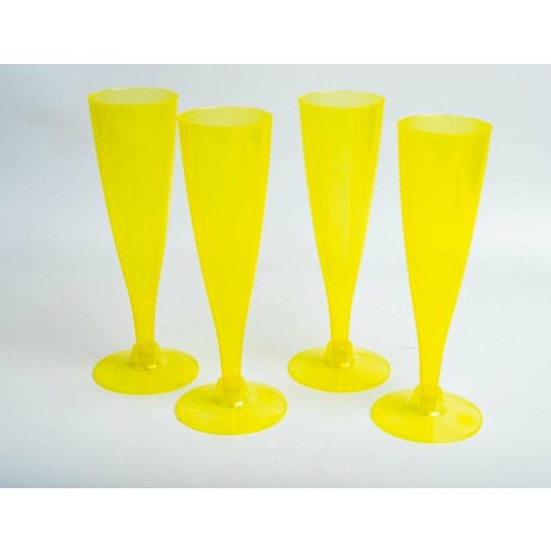 Набор одноразовых бокалов для шампанского воздушное настроение, жёлтые, 150 мл, 4 шт, Koopman International