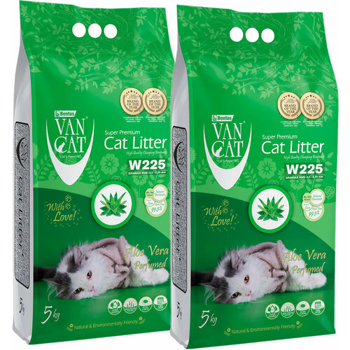 VAN CAT ALOE VERA наполнитель комкующийся для туалета кошек с ароматом алоэ вера (5 + 5 кг) pretty cat комкующийся наполнитель алоэ 20 кг