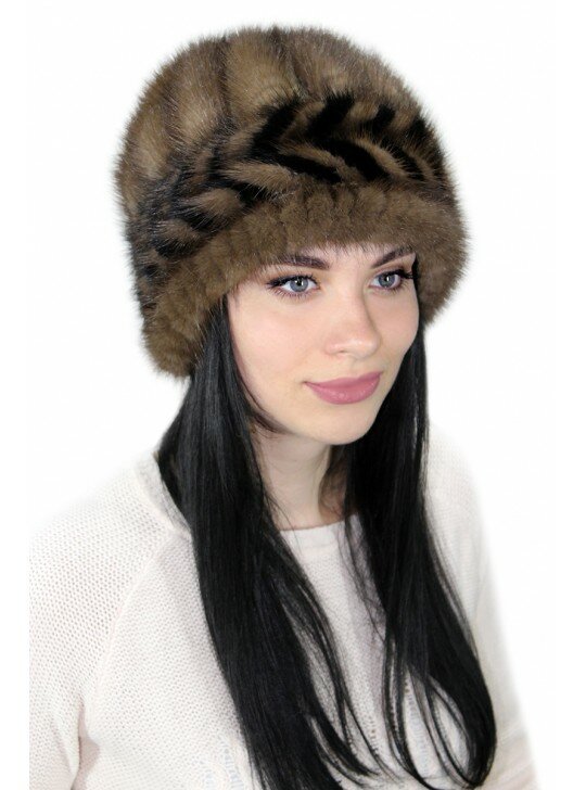 Шапка Меховая шапка из вязаной норки "Марина" черный 