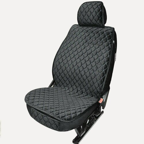 Изображение товара Накидки-чехлы для Лада 2114 (2001 - 2013) хэтчбек 5 дверей / LADA (ВАЗ) 2114 на передние сиденья Luxe VB, Велюр, Черный.