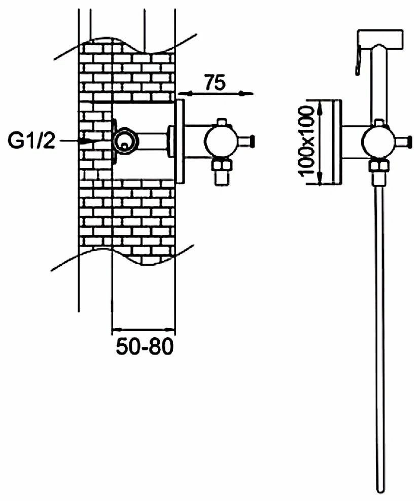 Гигиенический душ Rose R915, термостатический, латунь, хромированное покрытие — фото 1