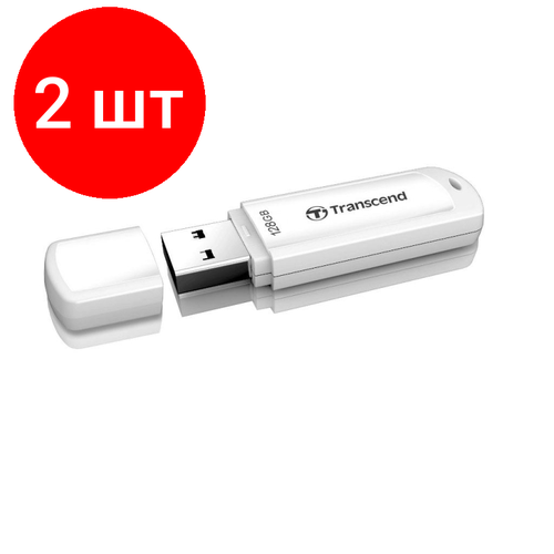 Комплект 2 штук, Флеш-память Transcend JetFlash 730, 128Gb, USB 3.1 G1, бел, TS128GJF730 флешка transcend jetflash 730 16 гб белый