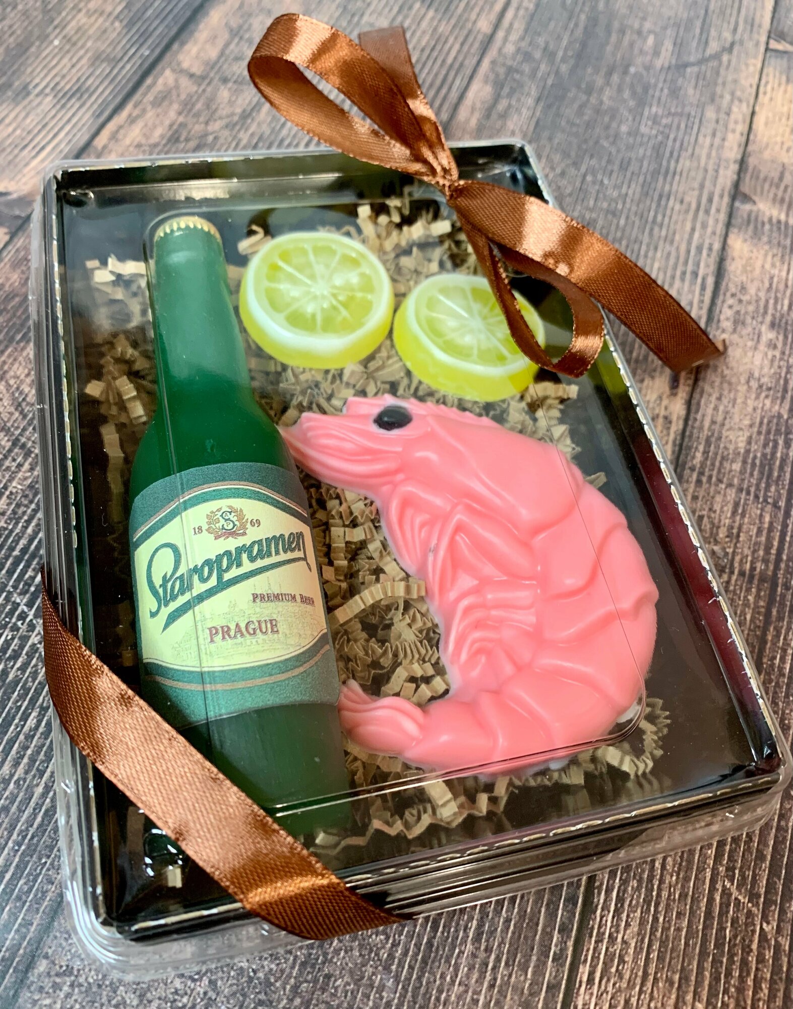 Мужской подарочный сувенирный набор "Пиво с креветкой и лимоном"
