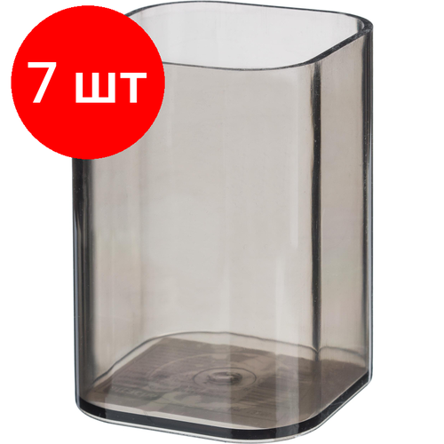 Комплект 7 штук, Подставка-стакан для канцелярских принадлежностей Attache office прозр черн