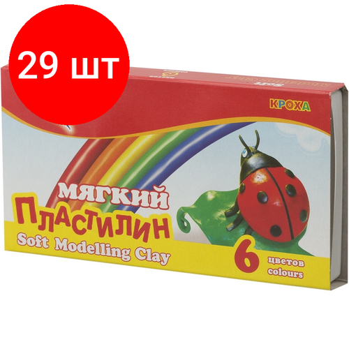 Комплект 29 наб, Пластилин воск. Луч Кроха 6цв 99гр со стеком