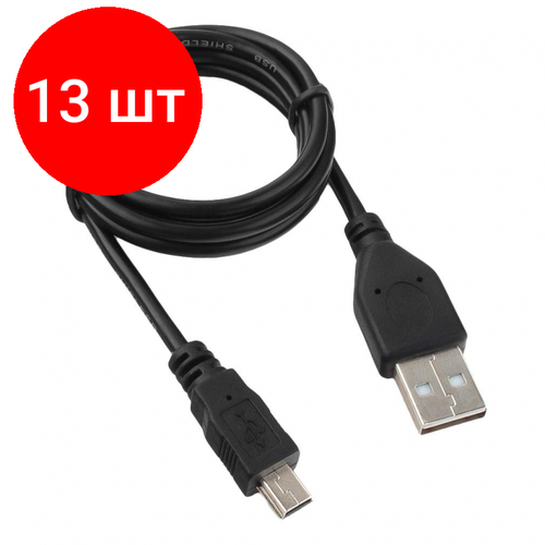 Комплект 13 штук, Кабель USB 2.0 - Mini USB, М/М, 1 м, Гарнизон, чер, GCC-USB2-AM5P-1M кабель гарнизон usb a usb b gcc usb2 ambm 1 8 м 1 шт черный