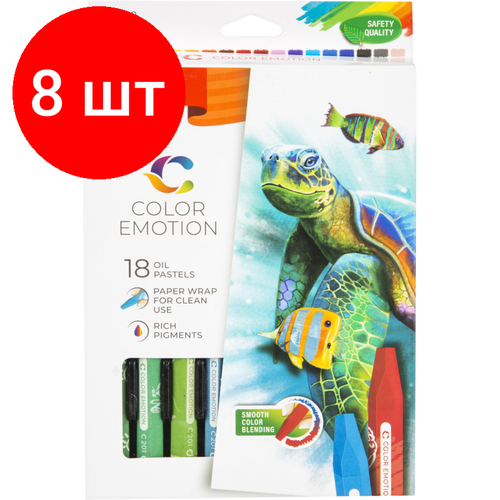 Комплект 8 наб, Пастель масляная Deli EC20110 Color Emotion 6-гранные 18цв/наб