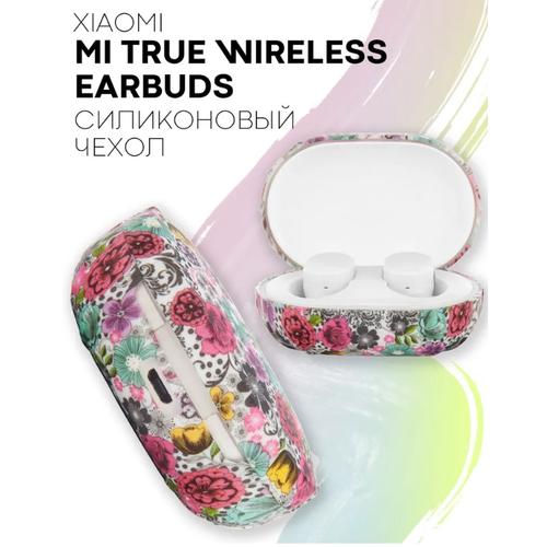 Силиконовый чехол для наушников Xiaomi Mi True Wireless Earbuds, нежные цветы