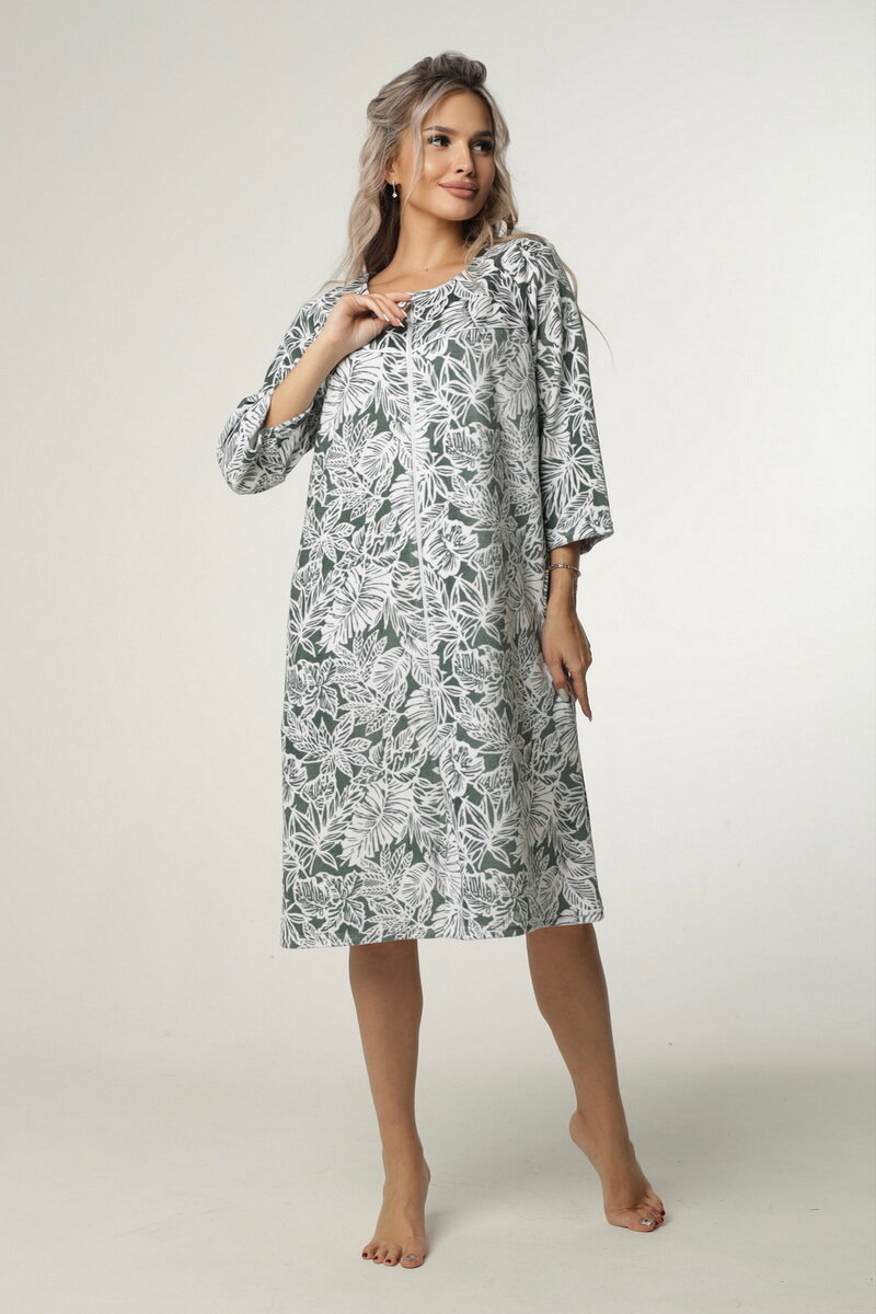 фото Халат женский /ElenaTex/Х-437 (Велюр: хлопок 80%, полиэстер 20%)/58/кофейная