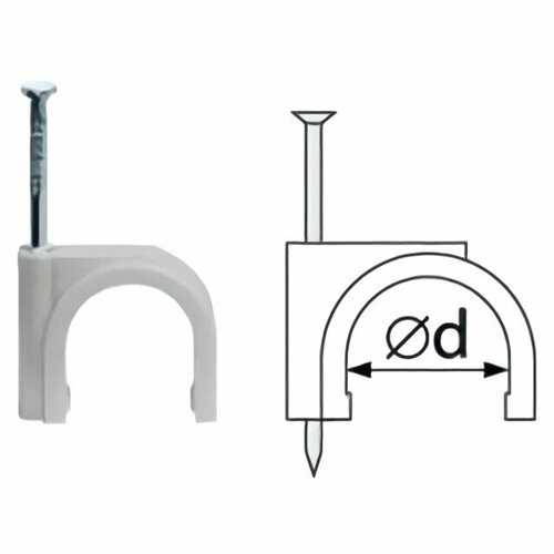 Скоба для крепления кабеля vkl electric круглая 8мм 50шт белая 449₽