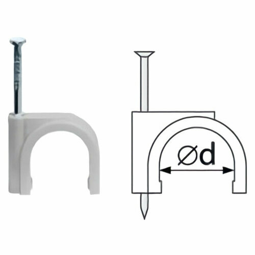 Скоба для крепления кабеля vkl electric круглая 8мм 50шт белая