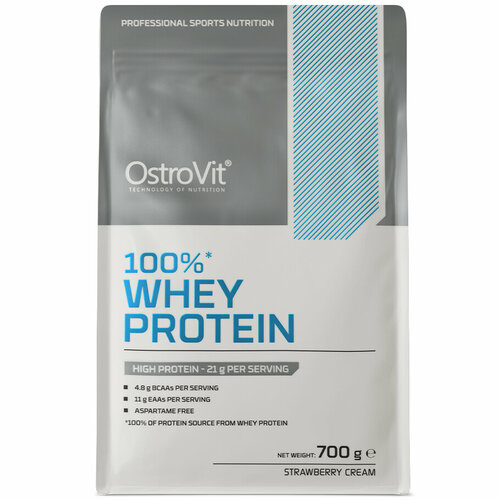 фото Сывороточный протеин ostrovit 100% whey protein, 700 г, клубничный крем