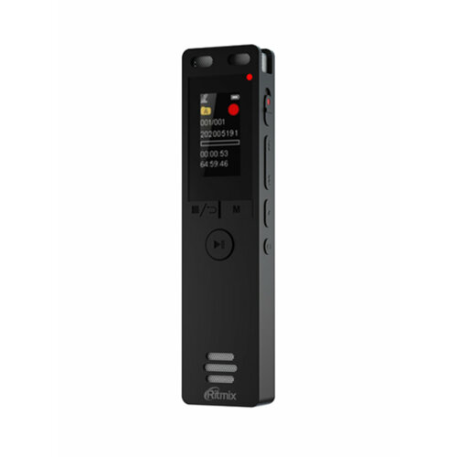 Диктофон RITMIX RR-155 16Gb Black 16Гб дисплей, FM-радио WAV MP3 стереозапись USB - Type-C черный профессиональный цифровой диктофон с двойным стерео микрофоном savetek t60 8gb