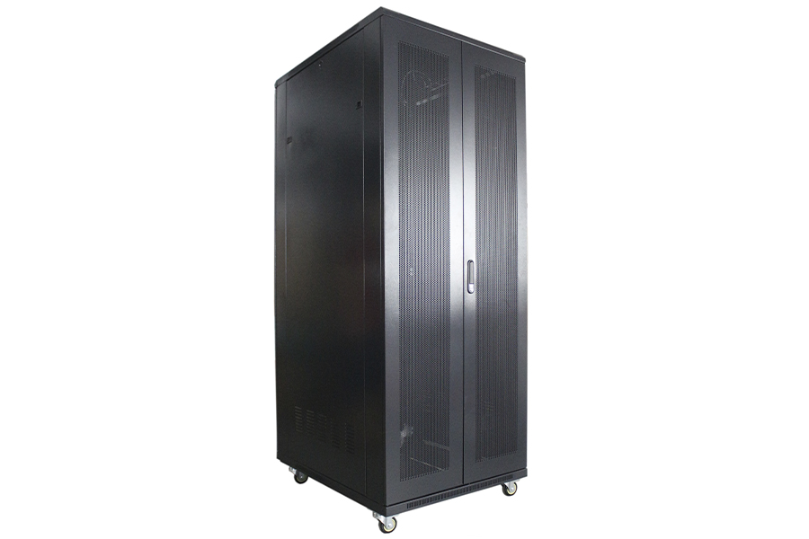 Рэковая стойка Wize Pro [W22U80R-RD] 19” 22U 600х800 мм двойная передняя и задняя двери металл. перфорированные  вент. панель из 4 вентиляторов колеса рэковые гайки: 20 шт вес нагрузки 800 кг сталь черный (3 места)