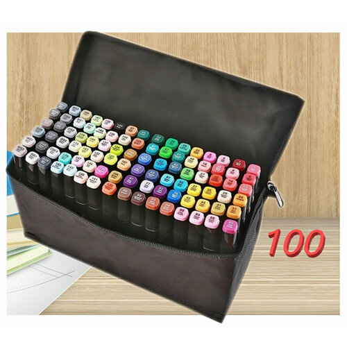 Набор двухсторонних маркеров для скетчинга 100 цветовФломастеры для рисования Набор для скетчинга Маркер 1437₽