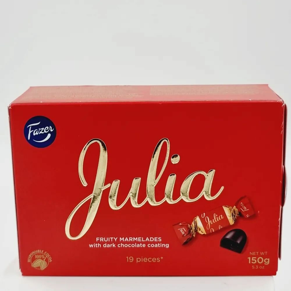 Конфеты Karl Fazer Julia из темного шоколада с мармеладом, 150 г (Финляндия)