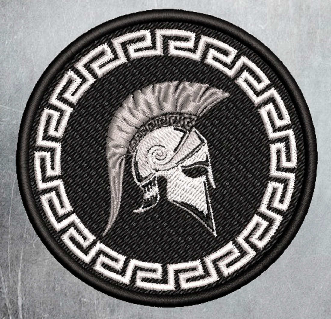 Шеврон, нашивка на липучке Спартанец шлем / декор для одежды / на липучке