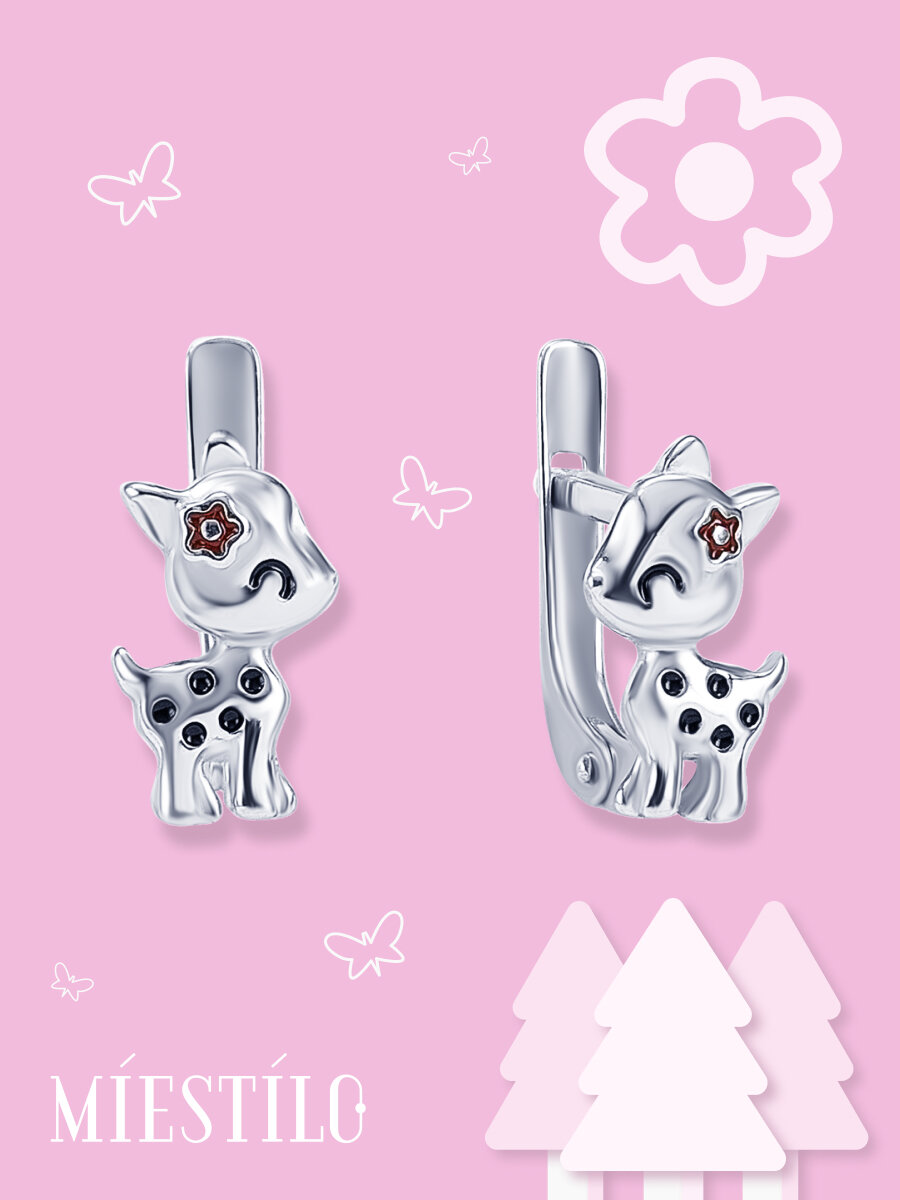 Серьги, серебро, 925 проба, родирование