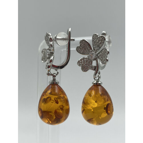 Серьги с подвесками AMBER Land, янтарь прессованный