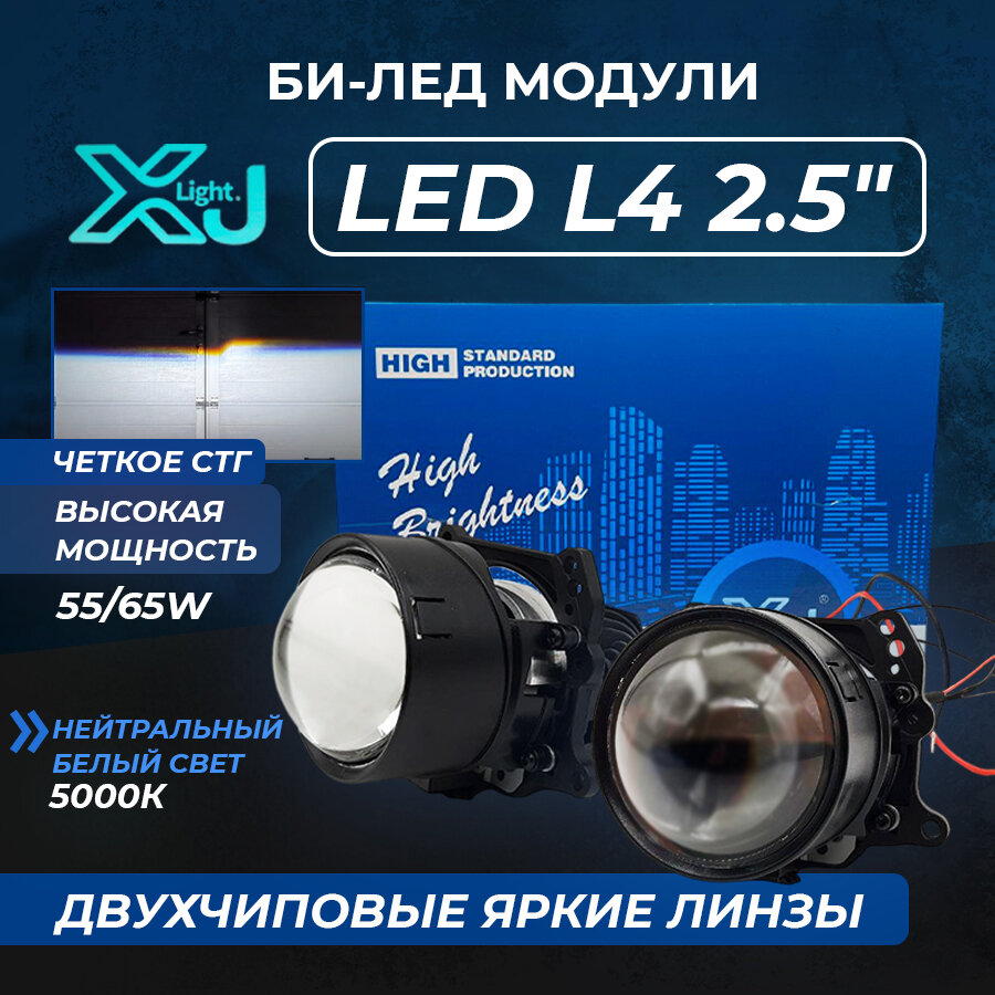 Bi led линзы автомобильные в фары ближнего и дальнего света Би лед светодиодный модуль 12в для авто XJ-light L4 2.5 дюйма