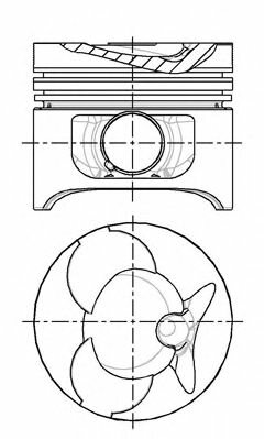 Поршень MB 89.7 OM601 OM602 A=44.65MM Nural 87-743120-10