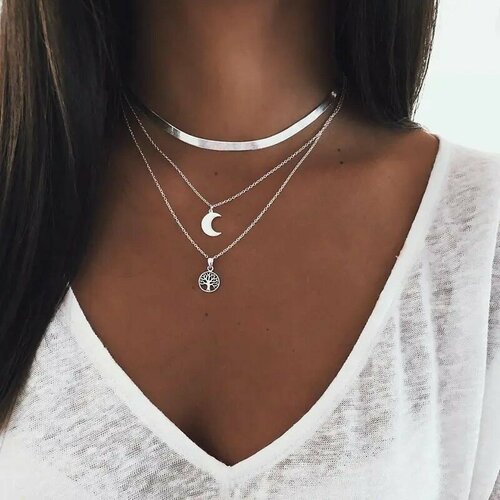 Чокер Azimut C.O. Jewelry AND Accessories, длина 35 см, серебристый