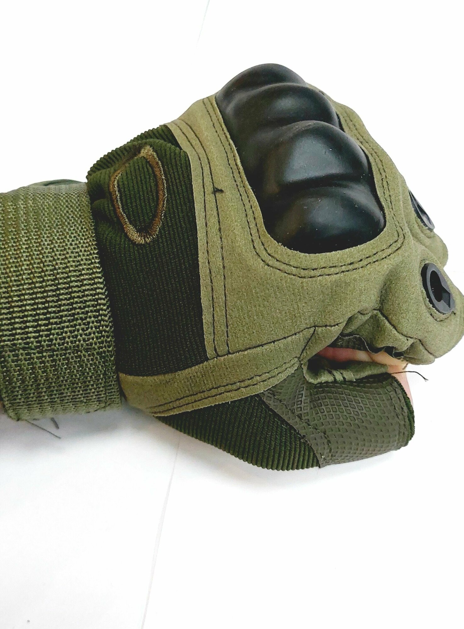 фото Тактические перчатки с костяшками без пальцев M