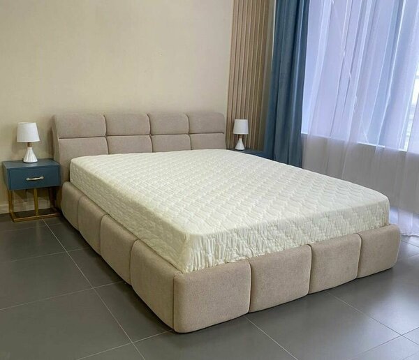 VIERO Двуспальная кровать Анталия мягкое изголовье с размером спального места 180х200 с ортопедическим основанием, без подъемного механизма