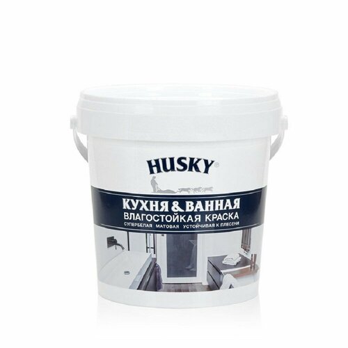 Краска влагостойкая Husky Кухня и Ванная краска латексная эксперт для стен и потолков в кухнях и ванных комнатах матовая супербелая 3 кг