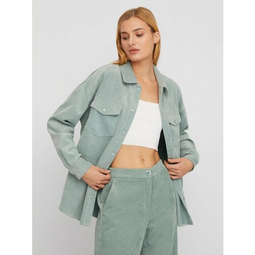 фото Куртка-рубашка zolla, размер m, зеленый