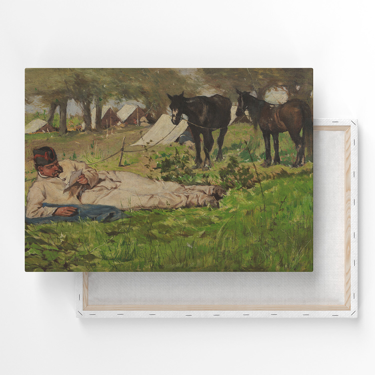 Картина на холсте, репродукция / Джованни Фаттори - La lettera al campo / Размер 80 x 106 см