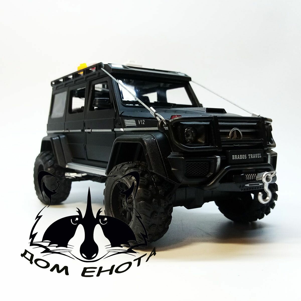 Машинка Mercedes G-klass Trophy Металлическая модель автомобиля Мерседес Гелик Off-Road черный. Инерционная игрушка машина 1:24
