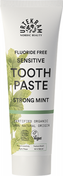 Зубная паста с сильным ароматом мяты, для чувствительных зубов, Urtekram, натуральная, органическая, 75 мл